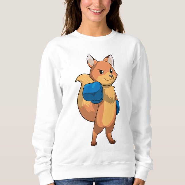 Fox as Boxer with Boxing gloves Sweatshirt (Front)