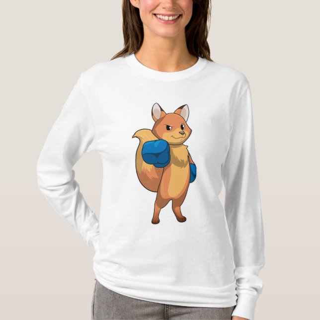 Fox as Boxer with Boxing gloves T-Shirt (Front)