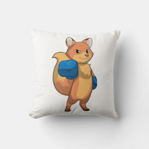 Fox as Boxer with Boxing gloves Throw Pillow