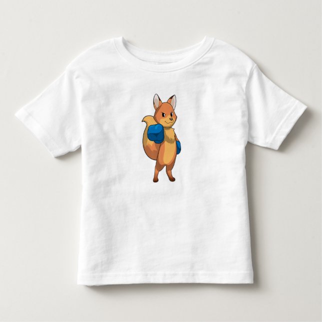 Fox as Boxer with Boxing gloves Toddler T-shirt (Front)