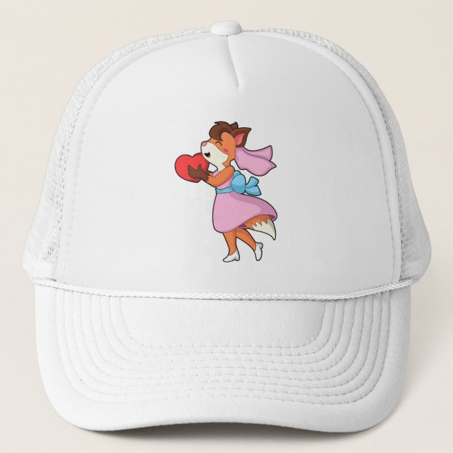 Fox as Bride with Dress & Heart Trucker Hat (Front)