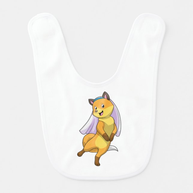 Fox as Bride with Veil Baby Bib (Front)