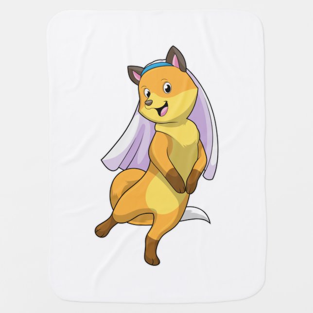 Fox as Bride with Veil Baby Blanket (Front)