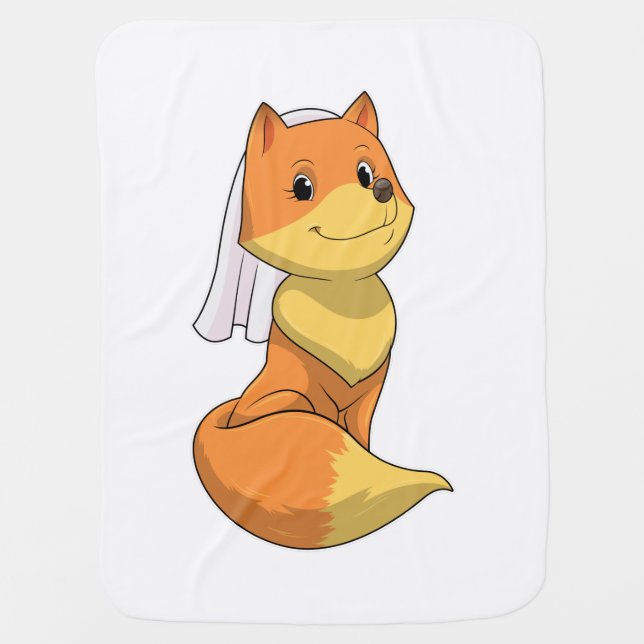 Fox as Bride with Veil Baby Blanket (Front)