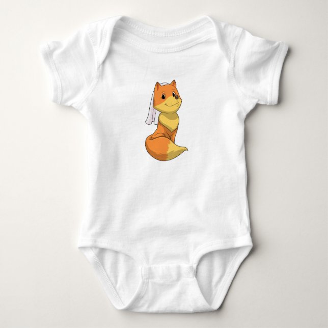 Fox as Bride with Veil Baby Bodysuit (Front)