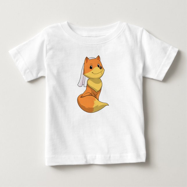 Fox as Bride with Veil Baby T-Shirt (Front)
