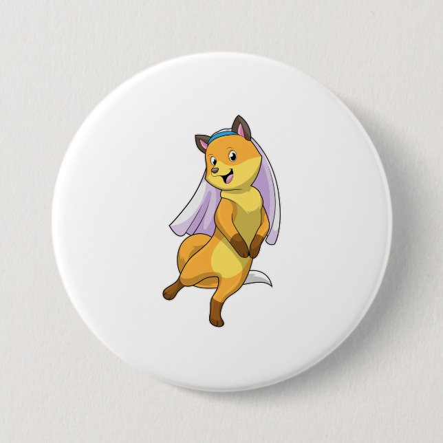 Fox as Bride with Veil Button (Front)