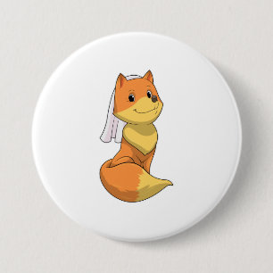 Fox as Bride with Veil Button