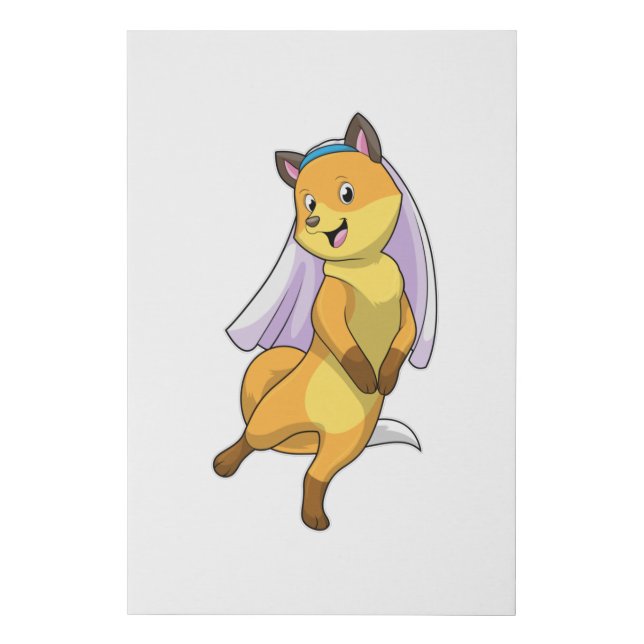 Fox as Bride with Veil Faux Canvas Print (Front)