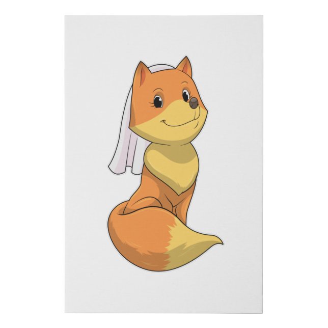 Fox as Bride with Veil Faux Canvas Print (Front)