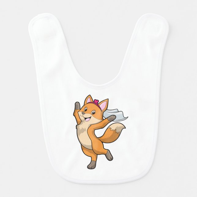 Fox as Bride with Veil & Heart Baby Bib (Front)