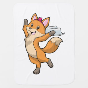 Fox as Bride with Veil & Heart Baby Blanket