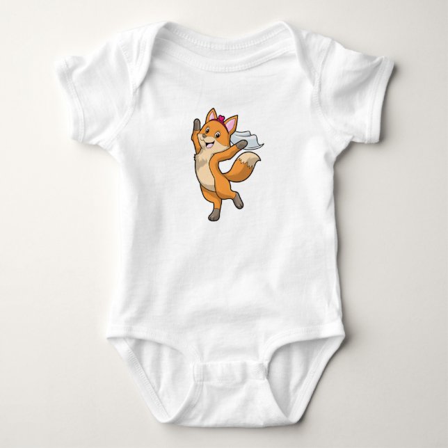 Fox as Bride with Veil & Heart Baby Bodysuit (Front)