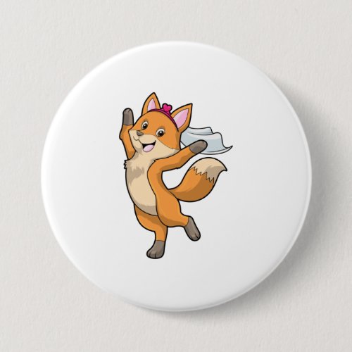 Fox as Bride with Veil  Heart Button