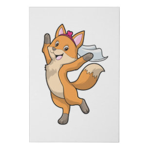 Fox as Bride with Veil & Heart Faux Canvas Print