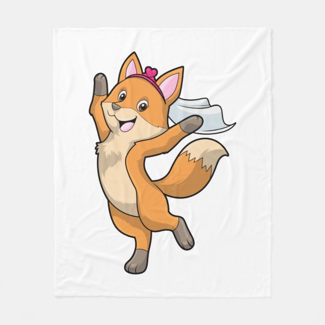 Fox as Bride with Veil & Heart Fleece Blanket (Front)