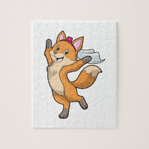 Fox as Bride with Veil & Heart Jigsaw Puzzle