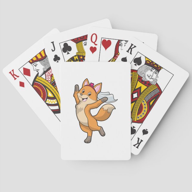 Fox as Bride with Veil & Heart Poker Cards (Back)