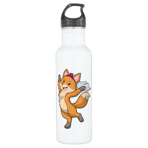 Fox as Bride with Veil & Heart Stainless Steel Water Bottle