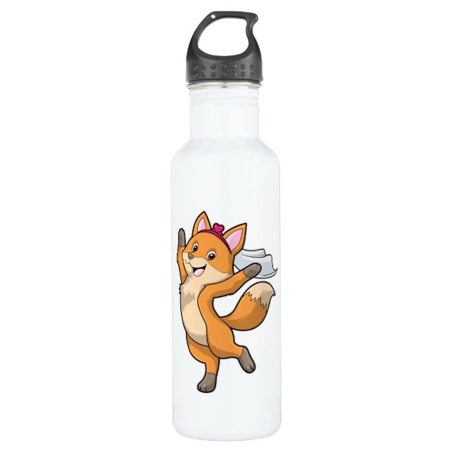Fox as Bride with Veil & Heart Stainless Steel Water Bottle (Front)