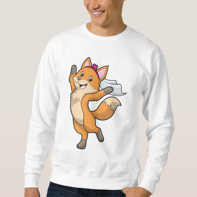 Fox as Bride with Veil & Heart Sweatshirt (Front)