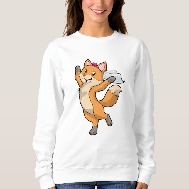Fox as Bride with Veil & Heart Sweatshirt (Front)