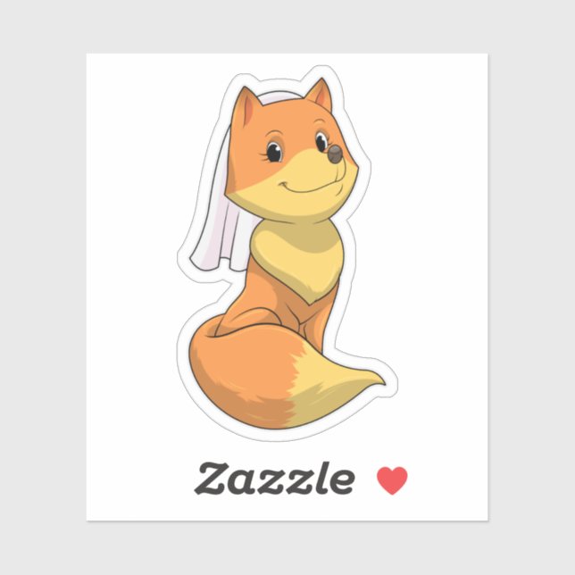 Fox as Bride with Veil Sticker (Sheet)