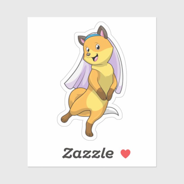 Fox as Bride with Veil Sticker (Sheet)