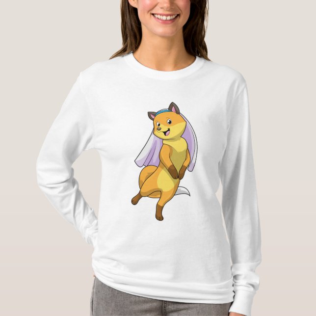 Fox as Bride with Veil T-Shirt (Front)