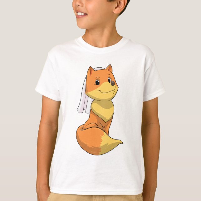 Fox as Bride with Veil T-Shirt (Front)
