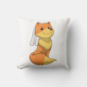 Fox as Bride with Veil Throw Pillow