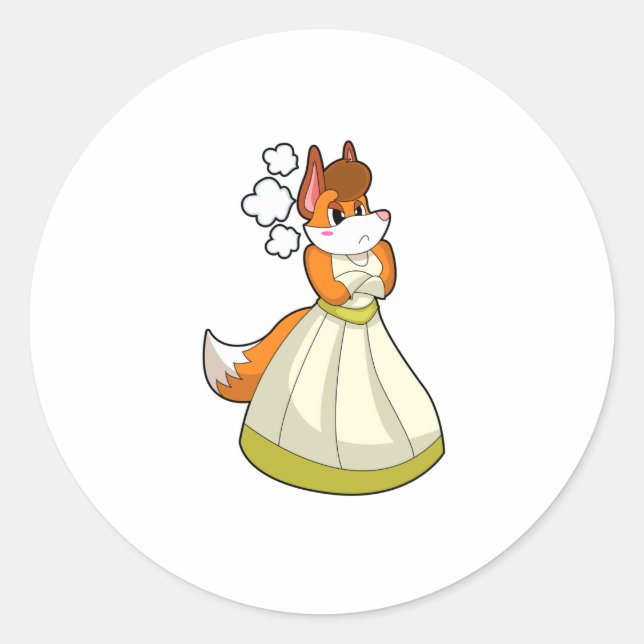Fox as Bride with Wedding dress.PNG Classic Round Sticker (Front)