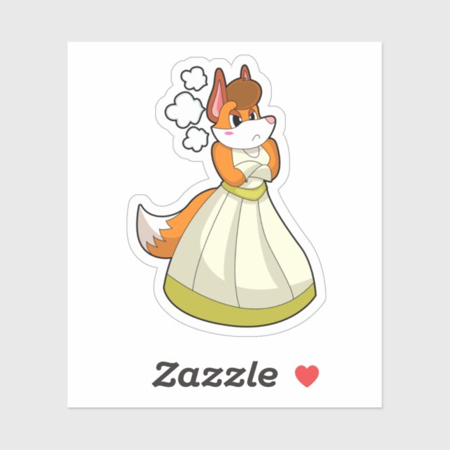 Fox as Bride with Wedding dress.PNG Sticker (Sheet)