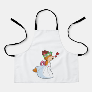Fox as Bride with with Wedding dress & Flower wrea Apron