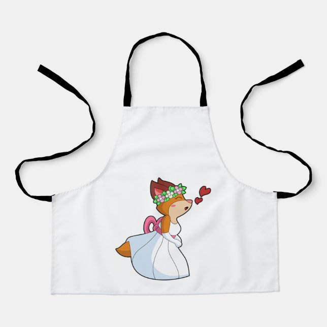 Fox as Bride with with Wedding dress & Flower wrea Apron (Front)