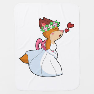 Fox as Bride with with Wedding dress & Flower wrea Baby Blanket