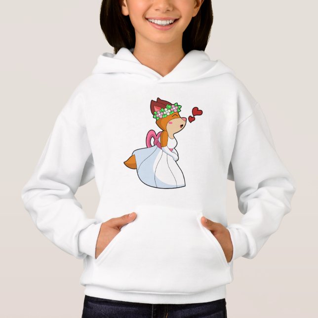 Fox as Bride with with Wedding dress & Flower wrea Hoodie (Front)