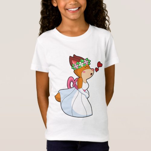 Fox as Bride with with Wedding dress  Flower wrea T_Shirt