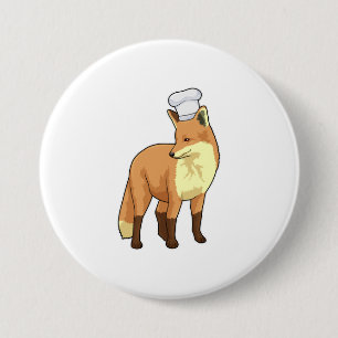 Fox as Cook with Chef hat Button