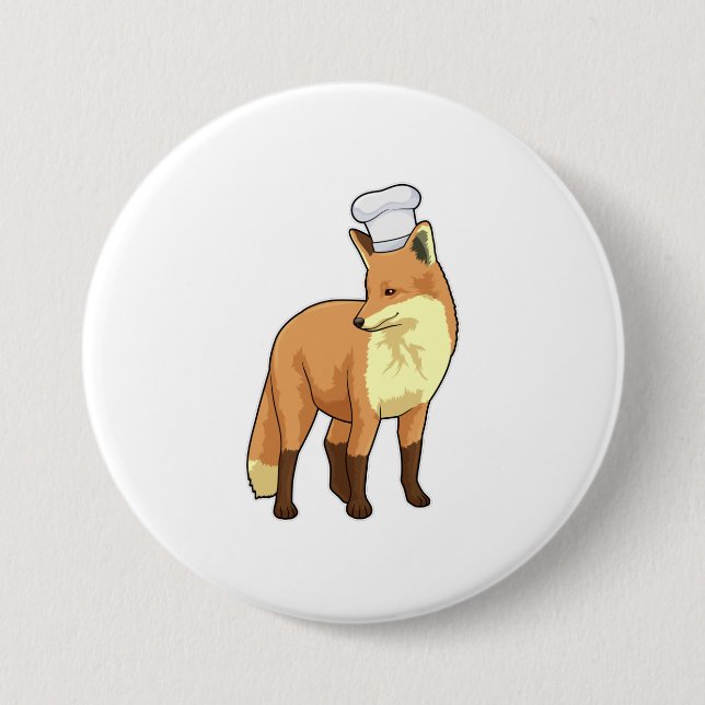 Fox as Cook with Chef hat Button (Front)
