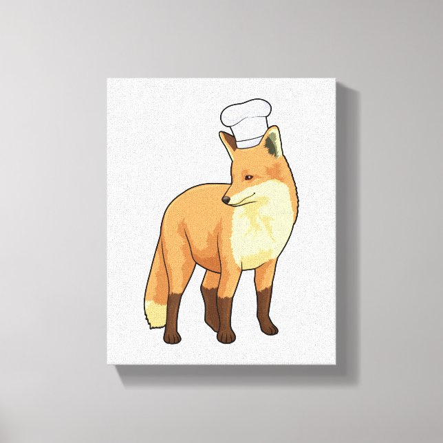 Fox as Cook with Chef hat Canvas Print (Front)