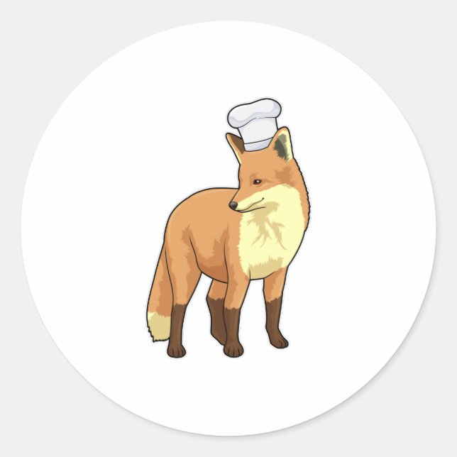 Fox as Cook with Chef hat Classic Round Sticker (Front)