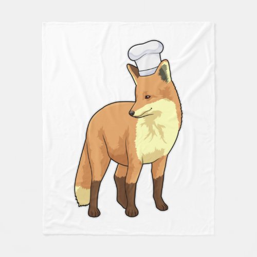 Fox as Cook with Chef hat Fleece Blanket