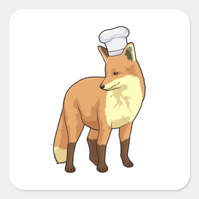 Fox as Cook with Chef hat Square Sticker (Front)