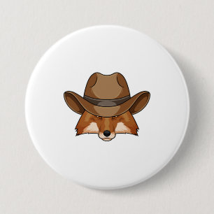 Fox as Cowboy with Hat Button