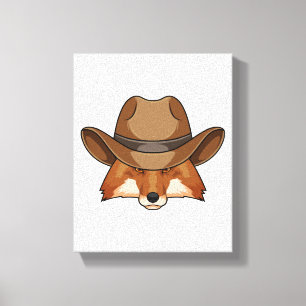 Fox as Cowboy with Hat Canvas Print