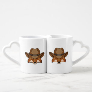 Fox as Cowboy with Hat Coffee Mug Set
