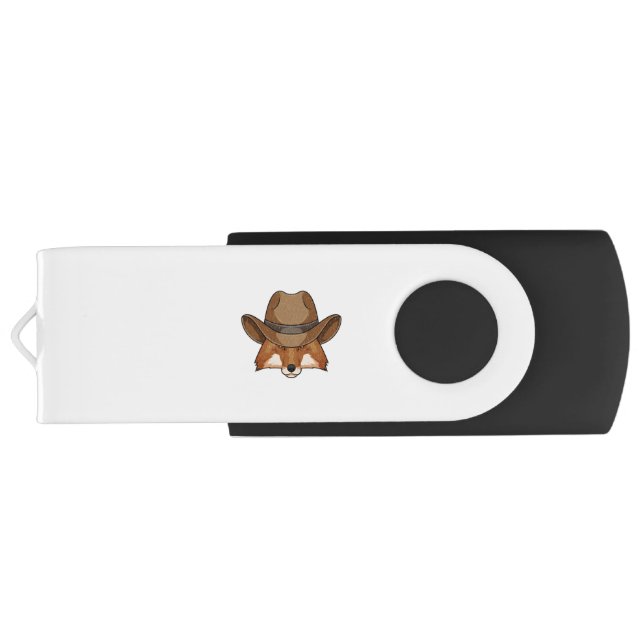 Fox as Cowboy with Hat Flash Drive (Back)