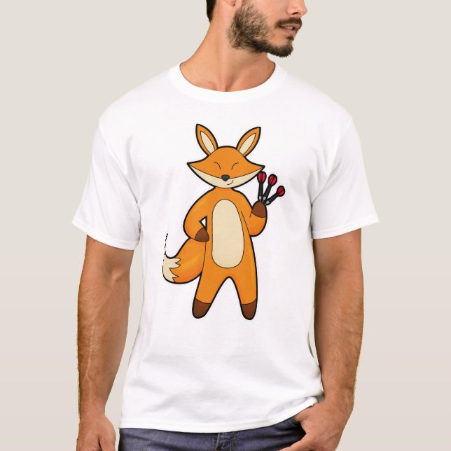 Fox as Dart player with Darts T-Shirt (Front)