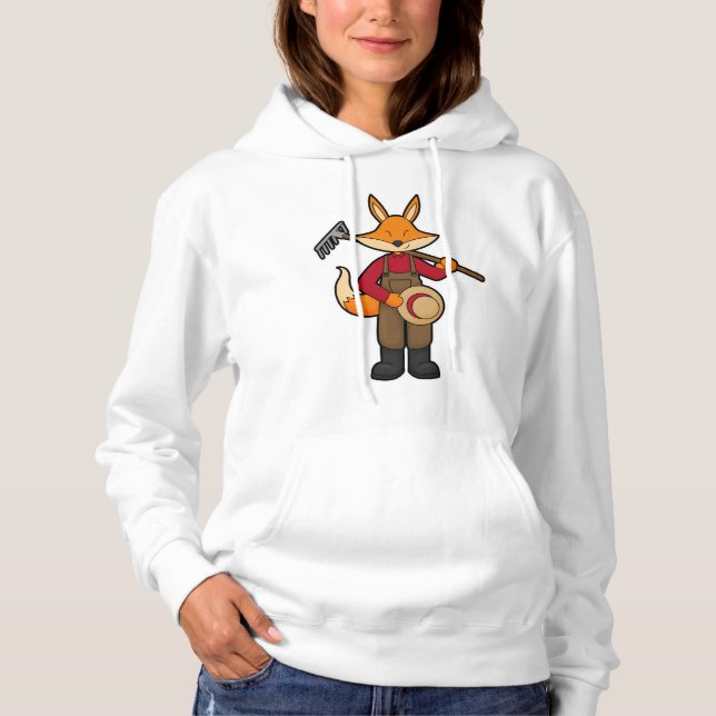 Fox as Farmer with Rake & Hat Hoodie (Front)